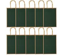 YolieraArt Kraft Paper Gift Bags, Colored Handled Shopping Totes, 10pcs Present Sacks for Candy Snacks Wedding Favors (Green-natural border)
