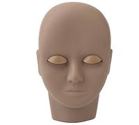 YolieraArt Lash Mannequin Head, Reusable Soft Touch Rubber Eyelash Practice Head with Replaceable Eyelids, for Beginner Lash Extension Training and Display (Dark Brown)