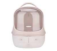 YolieraArt Makeup Organizer Storage Box, Pink Desktop Cosmetic Organizer with Lid and Handle, Large Capacity Double Layer Makeup Case for Bathroom Bedroom Dressing Table