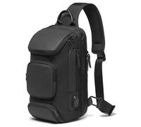 YolieraArt Men Sling Bag, Oxford Fabric Lightweight Crossbody Backpack, Multi Layer Large Capacity Chest Bag With USB Charging Port, Ergonomic Padded Shoulder Bag For Outdoor Trave (Black)