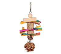 YolieraArt Parrot Chewing Toy, Teeth Grinding Bird Toy with Pine Cone Nuts Corn Leaves, Small Pet Bite Toy for Parakeet Cockatiel, Cage Hanging Hook Included
