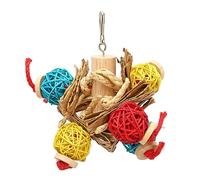 YolieraArt Parrot Colorful Rattan Ball Chew Toy, Bird Rattan Ball Corn Leaf Wood Block Toy, Interactive Chewing Swing Toy for Anxiety Relief