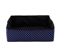 YolieraArt Portable Cat Litter Box, Collapsible Impermeable Pet Toilet for Travel, Foldable Oxford Fabric Tray with Seamless Sealing, Multi Use Pet Carrier (Navy Blue dots)