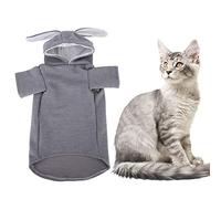 YolieraArt Rabbit Ear Cat Clothes, Soft Hooded Sweater for Cats and Small Dogs, Warm Winter Pet Apparel, Cozy Fleece Lining, Adjustable Fit (XS)