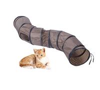 YolieraArt S Shaped Cat Tunnel with Observation Holes, 10 inches Diameter Pet Play Tunnel, Curved Exercise Runway for Adult and Kittens, Interactive Cat Toy with Spring Frame