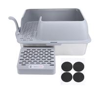YolieraArt Stainless Steel Cat Litter Box with Lid, Super Large, 25L Capacity, High Wall Sides, Fun Channel, Enclosed, for Large Cats Multiple Pets, Metal Litter Pan