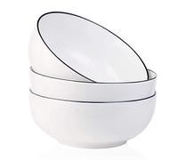 YOLIFE 3 Pack Porcelain Large Salad Bowls 1600 ML, 20 cm Big White Serving Bowls, Serving for Pasta, Soup, Noodle Ramen, Fruit, Dessert, Cereal