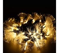 YOLIGHT 33FT/10M Fibre Optic Christmas Tree Lights Mains Power, Extendable Green Wire 60 LED String Light 8 Modes, Mini Firework Starburst Fairy Lights for Xmas Wedding Room Decoration (Warm White)