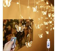 YOLIGHT Butterfly Curtain Lights 4m 96 LED Fairy Lights 8 Modes with Remote Control, Hanging Butterfly String Lights for Room Girls Garden Ceiling Wall Party Wedding Christmas Decoration(Warm White)