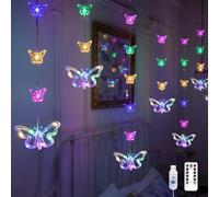 YOLIGHT Butterfly Curtain Lights for Bedroom 3M LED Cute Fairy Light with Remote Timer, Twinkle String Lights for Kids Girls Room Bed Canopy Wedding Easter Christmas Decoration (Multicolour)