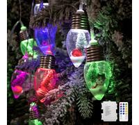YOLIGHT Christmas Bulb String Lights Battery Operated & Timer, 13ft 20 LED Christmas Tree Lights with Cute Ornaments, Snow Globe Lights for Home Room Mantel Christmas Decoration Indoor (Multicolor)