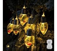 YOLIGHT Christmas Bulb String Lights Battery Operated & Timer, 6.5ft 10 LED Christmas Tree Lights with Cute Ornaments, Snow Globe Lights for Home Room Mantel Christmas Decoration Indoor (Warm White)