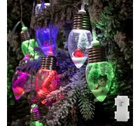 YOLIGHT Christmas Bulb String Lights Battery Operated & Timer, 6.5ft 10 LED Xmas Tree Light with Cute Ornaments, Snow Globe Lights for Home Room Mantel Christmas Decoration Indoor (Multicolor)