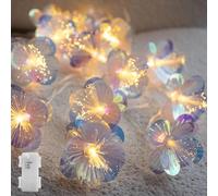 YOLIGHT Fiber Optic Flower Fairy Lights Battery Operated with Timer, 2m 10 LED Flower Garland Lights Firework String Lights for Bedroom Wedding Christmas Easter Cottage Decor (Warm White)