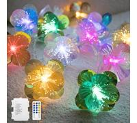 YOLIGHT Fiber Optic Flower Fairy Lights Battery Operated with Timer Remote, 4m 20 LED Flower Garland Lights Firework String Lights for Bedroom Wedding Christmas Easter Cottage Decor (Multicolor)