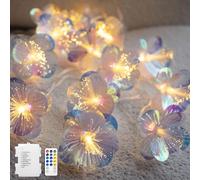 YOLIGHT Fiber Optic Flower Fairy Lights Battery Operated with Timer Remote, 4m 20 LED Flower Garland Lights Firework String Lights for Bedroom Wedding Christmas Easter Cottage Decor (Warm White)