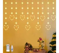 YOLIGHT Heart Curtain Lights, 9.8ft Valentine's Day Window Light, USB Plug LED Hearts String Lights, Light up Heart Hanging Lights for Valentines Mother's Day Room Decoration (Warm White)