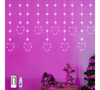 YOLIGHT Heart Curtain Lights, 9.8ft Valentine's Day Window Light, USB Plug LED Hearts String Lights, Light up Heart Hanging Lights for Valentines Mother's Day Room Decoration (Pink)