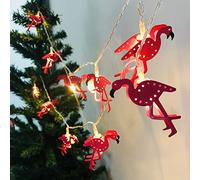 YOLIGHT Metal Flamingo Lights, Outdoor LED String Lights Battery Operated Flamingo Fairy Lights Tropical Themed Strung Light for Wedding Garden Decoration (Metal Flamingo, 3m/20LED)