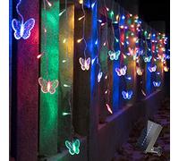 YOLIGHT Solar Butterfly Curtain Lights 4m LED Fairy Lights with Remote, USB Rechargable Waterproof Solar Lights Outdoor Garden Butterfly Ornaments for Patio Yard Gazebo Easter Decoration (Multicolor)