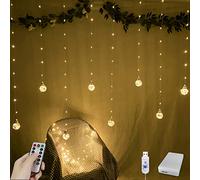 YOLIGHT Wishing Ball Curtain Lights 200 LED Window Curtain Lights with Remote Timer, USB Battery Powered Twinkle Globe Fairy Lights for Wedding Party Bedroom Christmas Decoration (Warm White)