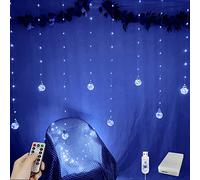 YOLIGHT Wishing Ball Curtain Lights 200 LED Window Curtain Lights with Remote, USB Battery Powered Twinkle Globe Fairy Lights for Wedding Party Bedroom Christmas Decoration (Blue)