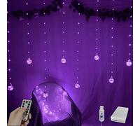 YOLIGHT Wishing Ball Curtain Lights 200 LED Window Curtain Lights with Remote, USB Battery Powered Twinkle Globe Fairy Lights for Wedding Party Bedroom Christmas Decoration (Purple)