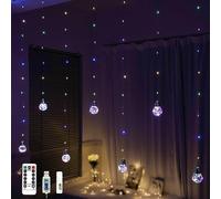 YOLIGHT Wishing Ball Curtain Lights 200 LED Window Curtain Lights with Remote, USB Battery Powered Twinkle Globe Fairy Lights for Wedding Party Bedroom Christmas Decoration (Multicolor)