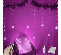 YOLIGHT Wishing Ball Curtain Lights 200 LED Window Curtain Lights with Remote, USB Battery Powered Twinkle Globe Fairy Lights for Wedding Party Bedroom Christmas Decoration (Pink)