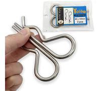 Yoliko 2 Pcs Heavy Duty Stainless Steel Cotter Pin R Clip Large Spring Retaining Wire Hair Pins Hitch Pin Clips Large Carter Pins for Trailer Pin Clips Lock System M5x100 keeper 4 inch Pin Keeper Pins
