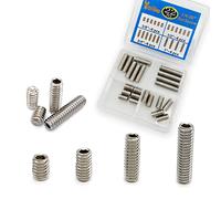 Yoliko 22pcs 1/4-20 Inch 4 Sizes Thread Hex Socket Set Screw Asassortment kit - 304 Stainless Steel Full Thread Cup Point Grub Screws Set Screw for Bathroom Fixtures, Door Handles, Light Fixtures etc
