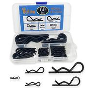 Yoliko 60 Pcs Hitch Pin Clip R Clips Retaining Pins Tractor Cotter Pin Hair Pin Assortment Iron Black Zinc-plating Spring Clip Retainer Hitch keeper Pins Kit for Dolly Pins/Hand Ttruck Pin Replacement