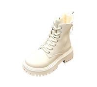 Yolimok Ankle Boots For Women Lace Up Chunky Heel Platform Combat Boots Stylish Chunky Heel Ankle Booties For Women Comfortable Cushioned Sole Booties Walking Hiking Fashion Shoes Size 3.5-7