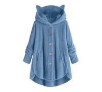 Yolimok Bed Jackets for Women Plus Size Fuzzy Fleece Coat Cozy Button Jacket Trendy formal Cardigans Women Fleece Hoodie Womens Cat Ear Cute Sweatshirt Sherpa Fluffy Pullover Furry Teddy Bear Coat