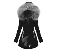 Yolimok Black of friday 2024 Womens Winter Coats Thick Fleece Lined Warm Hooded Parka Jackets Zip Up Outerwear With Fuffly Hood Plus Size S-5XLKaloryWee warehouse deals clearance womens winter coats