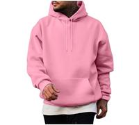 Yolimok Classic Hoodies for Men, Drawstring Hooded Collar Plain Color Mens Hoodies Fleece Sweatshirts with Pocket Ribbed Cuff Long Sleeve Sweatshirts Dating Office Travel Trendy Workout Pink