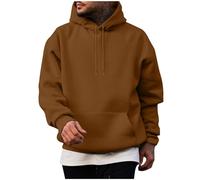 Yolimok Classic Hoodies for Men, Drawstring Hooded Collar Plain Color Mens Hoodies Fleece Sweatshirts with Pocket Ribbed Cuff Long Sleeve Sweatshirts Dating Office Travel Trendy Workout Coffee