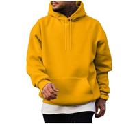Yolimok Classic Hoodies for Men, Drawstring Hooded Collar Plain Color Mens Hoodies Fleece Sweatshirts with Pocket Ribbed Cuff Long Sleeve Sweatshirts Dating Office Travel Trendy Workout Yellow