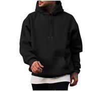 Yolimok Classic Hoodies for Men, Drawstring Hooded Collar Plain Color Mens Hoodies Fleece Sweatshirts with Pocket Ribbed Cuff Long Sleeve Sweatshirts Dating Office Travel Trendy Workout Black