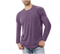 Yolimok Cotton Gym Shirts Men's Clearance, Crew Neck Long Sleeve Sweatshirts Lightweight Casual Solid Color Golf Tops Moisture Wicking Workout Tee Summer Running Sport T-Shirts Plus Size S-XXL