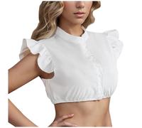 Yolimok Dirndl Blouse Sale, Women's Dirndl Blouse White Short Sleeve Cap Sleeves Dirndl Blouses High Closed Oktoberfest Costume Elegant Lace Blouse Sweetheart Shirts Cami Top