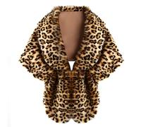 Yolimok Faux Fur Stole,Shawls and Wraps for Women Winter Faux Fur Shawl Bridal Long Shrug Cape Collar Cape Wedding Leopard Print Scarf Stole Scarves Neck Shrug for Wedding Party Coats Dress