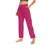 Yolimok G4FreeYoga Dress Pants with Pockets Wide Leg Trousers for Women High Waist Stretch Work Business Casual Tummy Control Sweatpants Petite/Regular/Tall Hot Pink