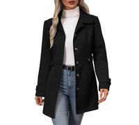 Yolimok Ladies Jackets Belted Trench Coats for Women Button Front Collared Casual Outerwear Women's Coats Winter Jackets for Women Elegant Lapel Collar Jacket Plus Size Mid Length Outwear Tweed Coat