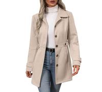 Yolimok Ladies Jackets Belted Trench Coats for Women Button Front Collared Casual Outerwear Women's Coats Winter Jackets for Women Elegant Lapel Collar Jacket Plus Size Mid Length Outwear Tweed Coat