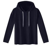 Yolimok Long Sleeve Hoodie Shirts for Men Solid Colour Cotton Shirts Drawstring Hooded Pullover Long Straight Sleeve Sports T-Shirt Top Lightweight Breath Sports Outdoor Navy