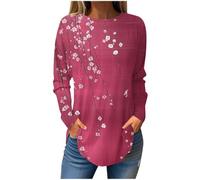 Yolimok Long Sleeve Tops Women Long Casual Floral Spring Summer Lightweight Loose Blouse Round Neck Oversized Sweatshirt Plus Size Tunic Vintage Print Women's Dressy Blouses Shirts Clearanc