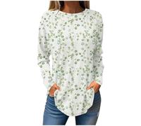 Yolimok Long Sleeve Tops Women Long Casual Floral Spring Summer Lightweight Loose Blouse Round Neck Oversized Sweatshirt Plus Size Tunic Vintage Print Women's Dressy Blouses Shirts Clearanc