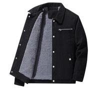 Yolimok Men's Corduroy Fleece Jacket Winter Coat Warm Military Tactical Work Jacket Vintage Trucker Deck Coat Long-lined Fleece Sherpa Lined Jackets Windproof Thick Outerwear with Zip Up Pockets