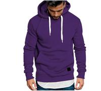 Yolimok Mens Hoodies Pullover Long Sleeve Waffle Hooded Sweatshirts Drawstring Casual Hoody with Kanga Pocket Dark Purple
